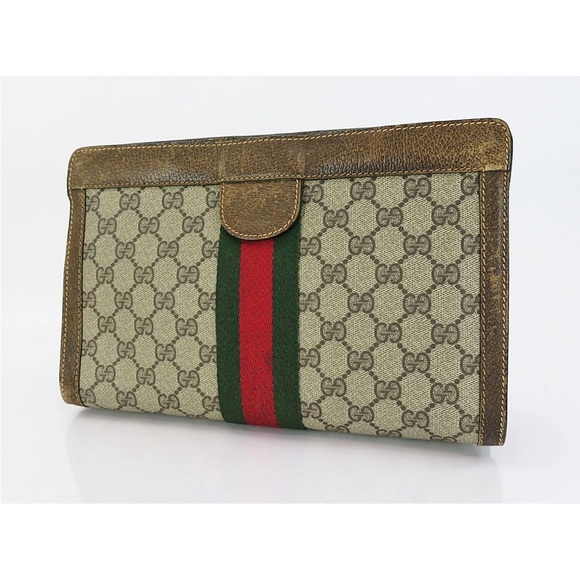 Gucci Beige Monogram Wallet with Red and Green Stripe - Picture 1 of 11